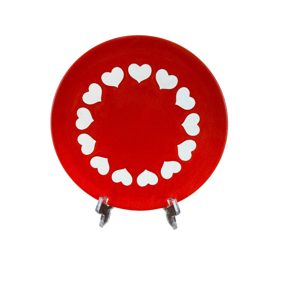 VTG Waechtersbach 1970s Western Germany Earthenware Red Heart 7 3/4" Salad Plate